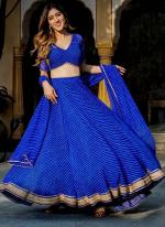 Georgette Blue Party Wear Leheriya Print Lehenga Choli